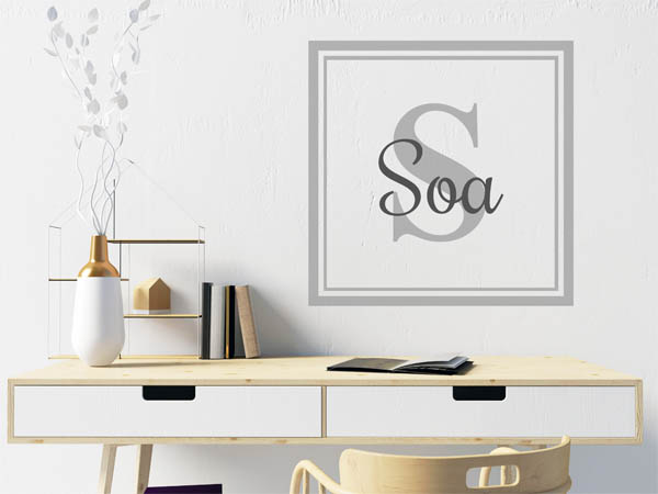 Wandtattoo Soa als eckiges Monogramm