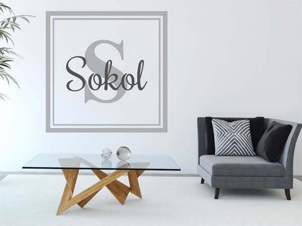 Wandtattoo Sokol als eckiges Monogramm