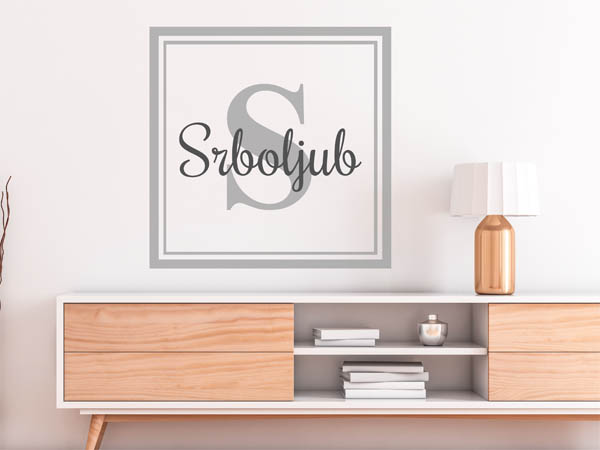 Wandtattoo Srboljub als eckiges Monogramm