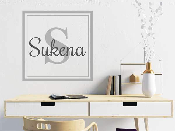 Wandtattoo Sukena als eckiges Monogramm