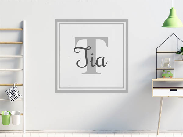 Wandtattoo Tia als eckiges Monogramm