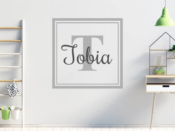 Wandtattoo Tobia als eckiges Monogramm