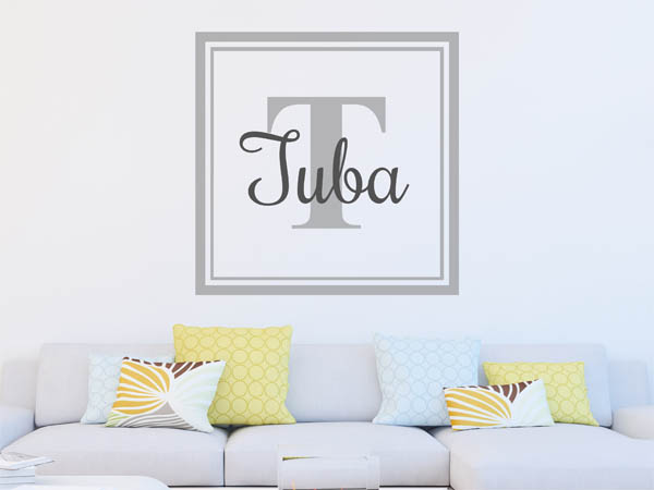 Wandtattoo Tuba als eckiges Monogramm
