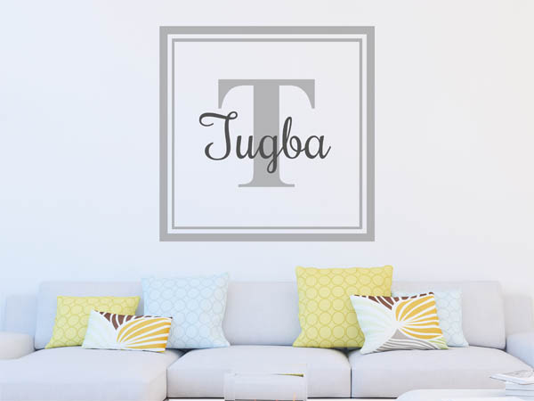Wandtattoo Tugba als eckiges Monogramm