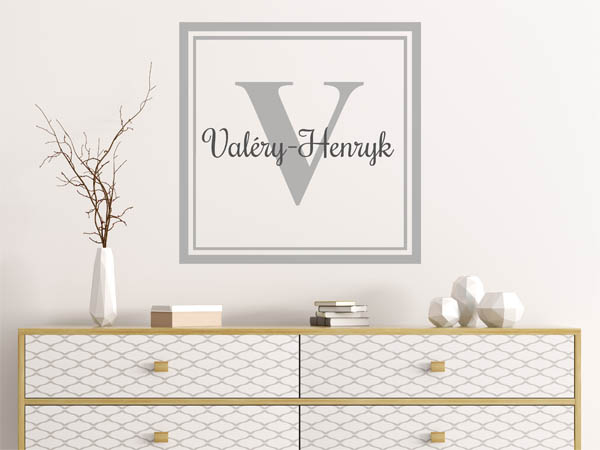 Wandtattoo Valéry-Henryk als eckiges Monogramm