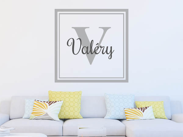 Wandtattoo Valéry als eckiges Monogramm