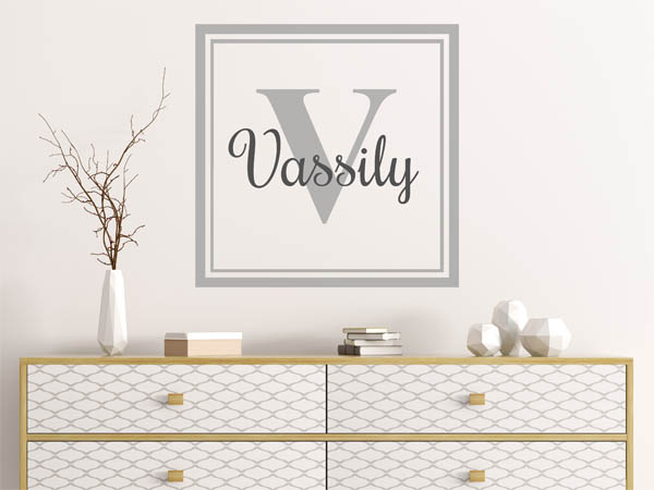 Wandtattoo Vassily als eckiges Monogramm