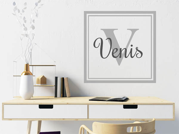 Wandtattoo Venis als eckiges Monogramm