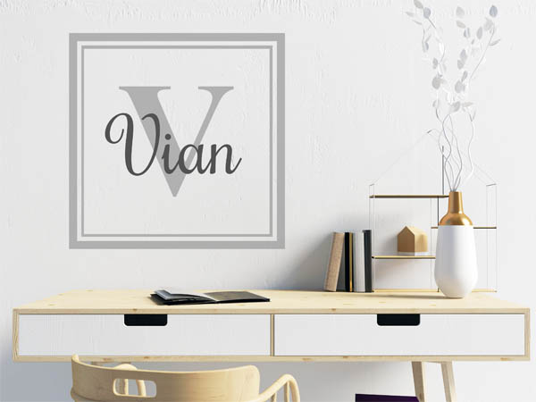 Wandtattoo Vian als eckiges Monogramm