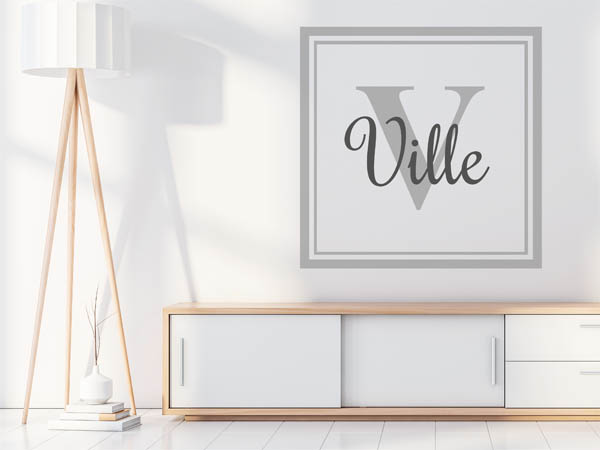 Wandtattoo Ville als eckiges Monogramm