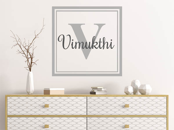 Wandtattoo Vimukthi als eckiges Monogramm