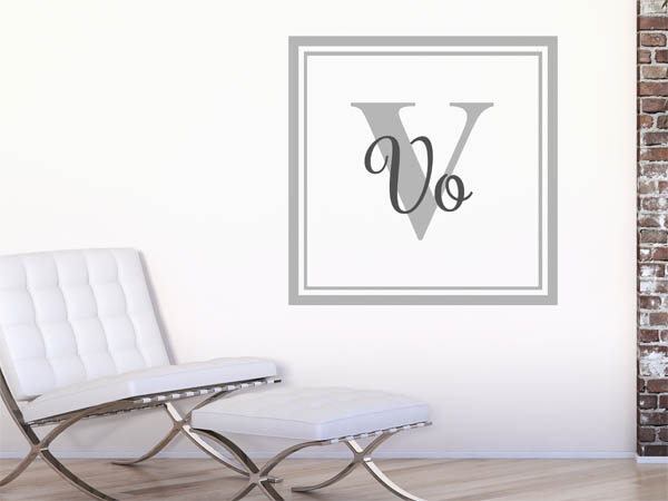 Wandtattoo Vo als eckiges Monogramm