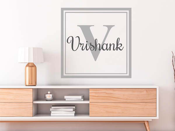 Wandtattoo Vrishank als eckiges Monogramm