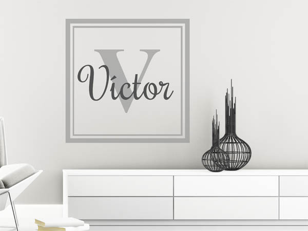 Wandtattoo Víctor als eckiges Monogramm