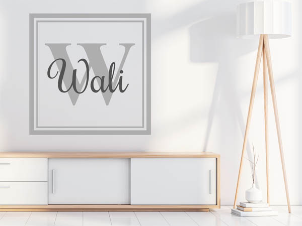 Wandtattoo Wali als eckiges Monogramm