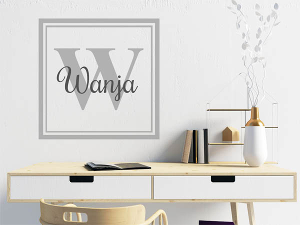 Wandtattoo Wanja als eckiges Monogramm