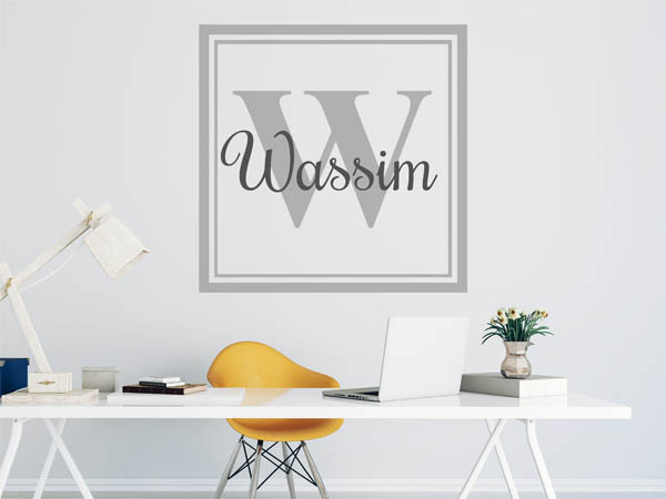 Wandtattoo Wassim als eckiges Monogramm