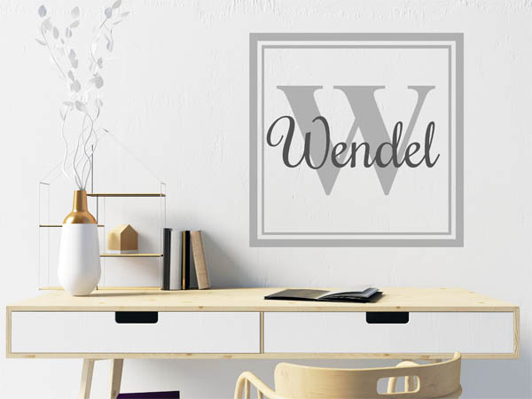 Wandtattoo Wendel als eckiges Monogramm