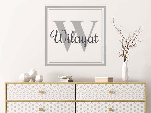Wandtattoo Wilayat als eckiges Monogramm