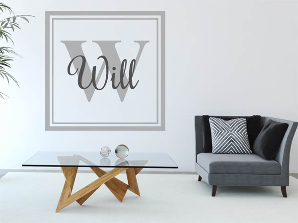 Wandtattoo Will als eckiges Monogramm