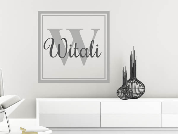 Wandtattoo Witali als eckiges Monogramm