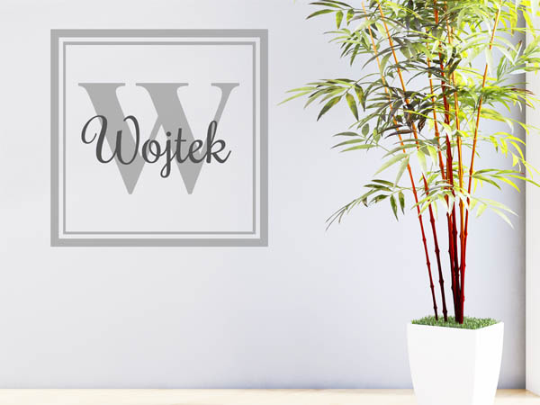 Wandtattoo Wojtek als eckiges Monogramm