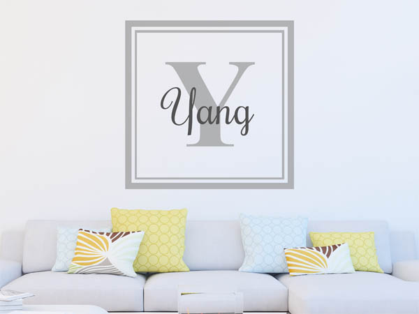 Wandtattoo Yang als eckiges Monogramm