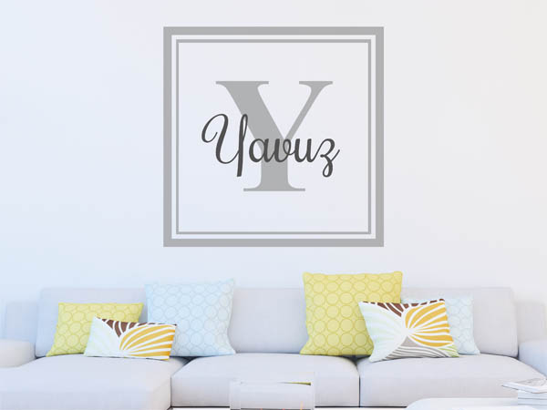 Wandtattoo Yavuz als eckiges Monogramm