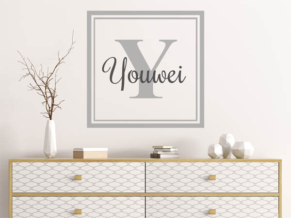 Wandtattoo Youwei als eckiges Monogramm
