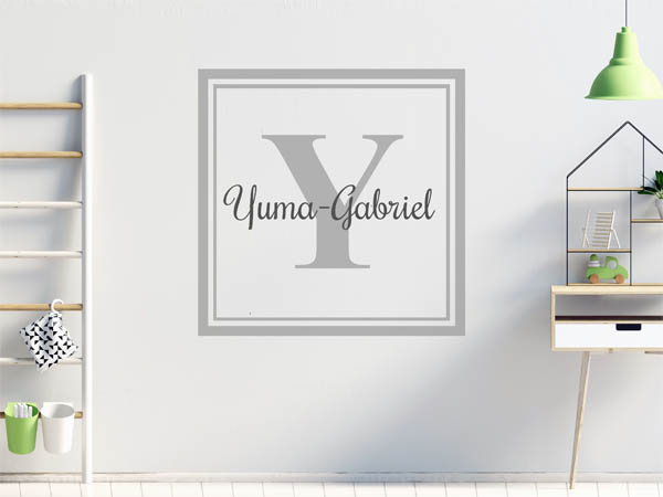 Wandtattoo Yuma-Gabriel als eckiges Monogramm