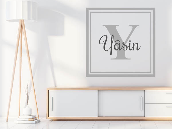 Wandtattoo Yâsin als eckiges Monogramm