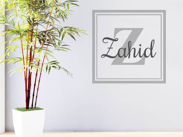 Wandtattoo Zahid als eckiges Monogramm