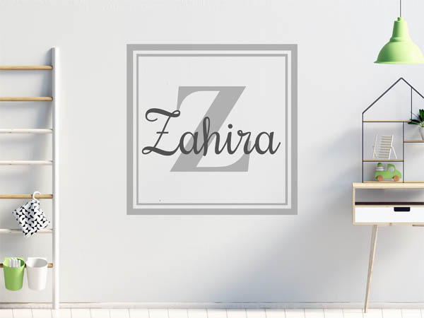 Wandtattoo Zahira als eckiges Monogramm