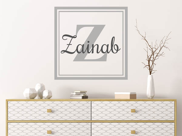 Wandtattoo Zainab als eckiges Monogramm
