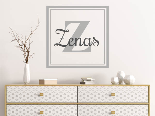 Wandtattoo Zenas als eckiges Monogramm