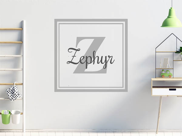 Wandtattoo Zephyr als eckiges Monogramm
