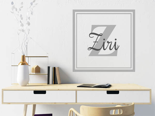 Wandtattoo Ziri als eckiges Monogramm