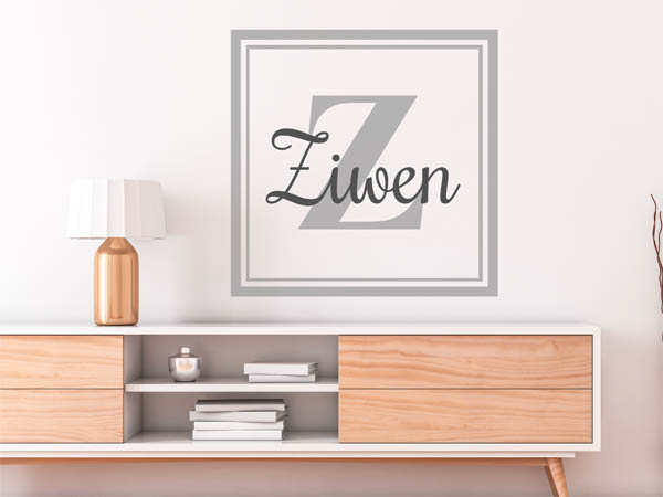 Wandtattoo Ziwen als eckiges Monogramm
