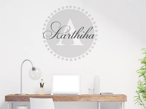 Wandtattoo Aarthiha als Monogramm rund