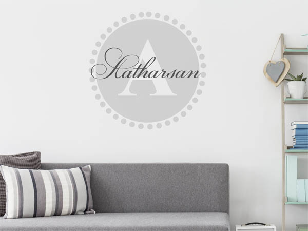 Wandtattoo Aatharsan als Monogramm rund