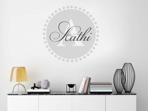 Wandtattoo Aathi als Monogramm rund