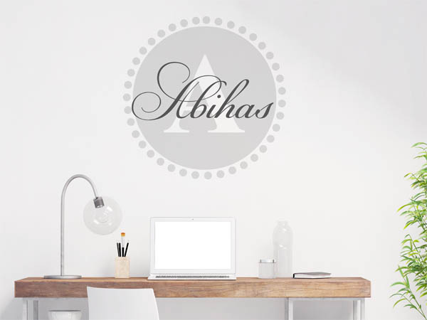 Wandtattoo Abihas als Monogramm rund