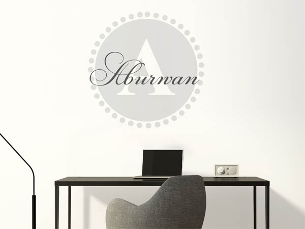 Wandtattoo Aburwan als Monogramm rund