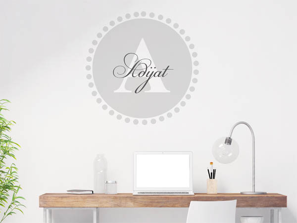 Wandtattoo Adijat als Monogramm rund