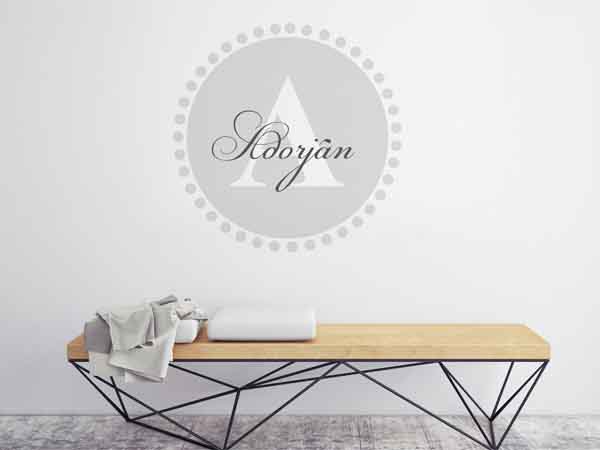Wandtattoo Adorján als Monogramm rund