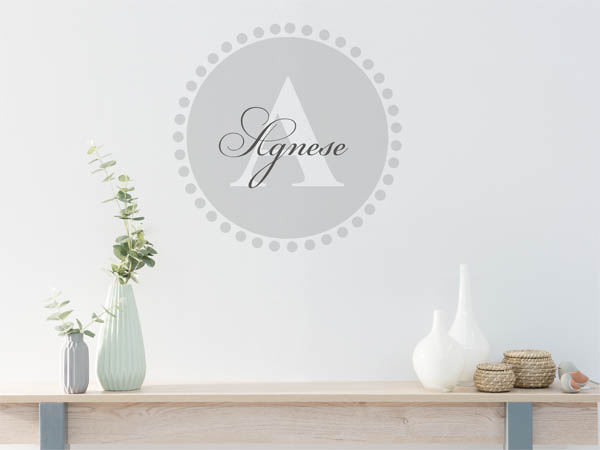 Wandtattoo Agnese als Monogramm rund