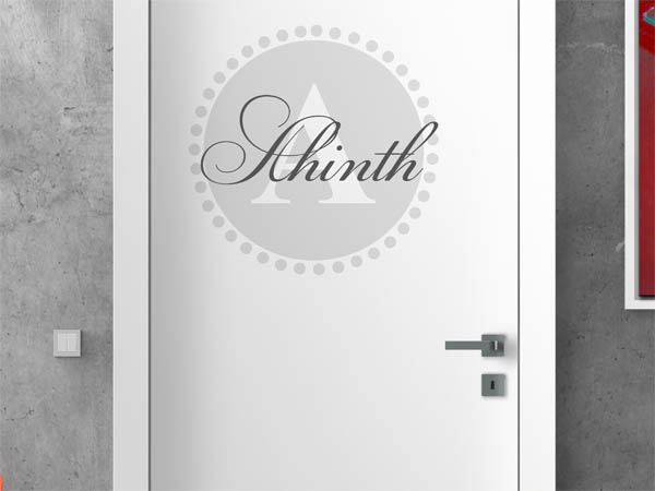 Wandtattoo Ahinth als Monogramm rund