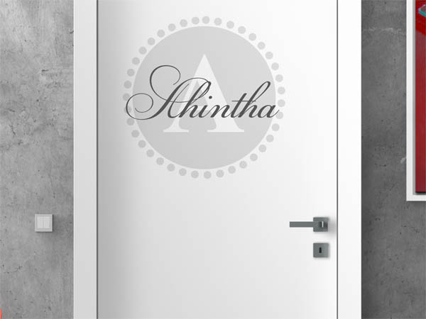 Wandtattoo Ahintha als Monogramm rund