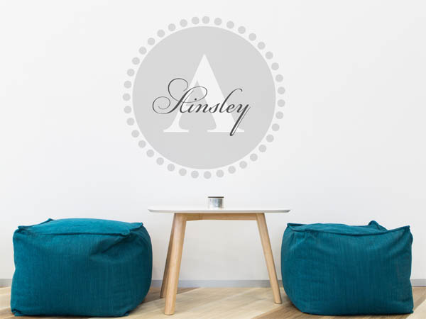 Wandtattoo Ainsley als Monogramm rund