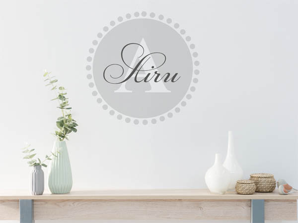 Wandtattoo Airu als Monogramm rund